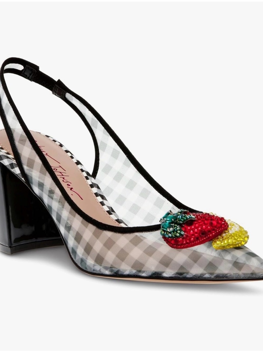 Betsey Johnson LANEY sling back pumps Size 10 Embellished Fruit Detail - Picture 2 of 10